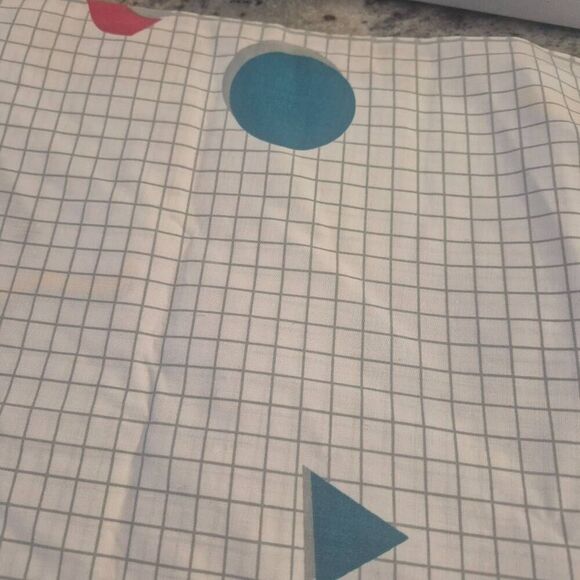 Fabric, White, Gray, Primary Colors Cotton Geometric 60" wide x 1.25 yds - Picture 3 of 6